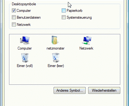 Vista - Desktopsymbole wieder herstellen